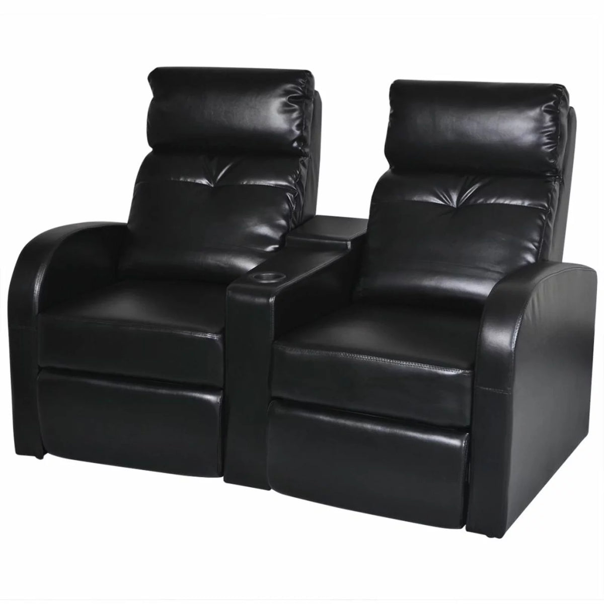 2-Seater Black Faux Leather Recliner Sofa W23747