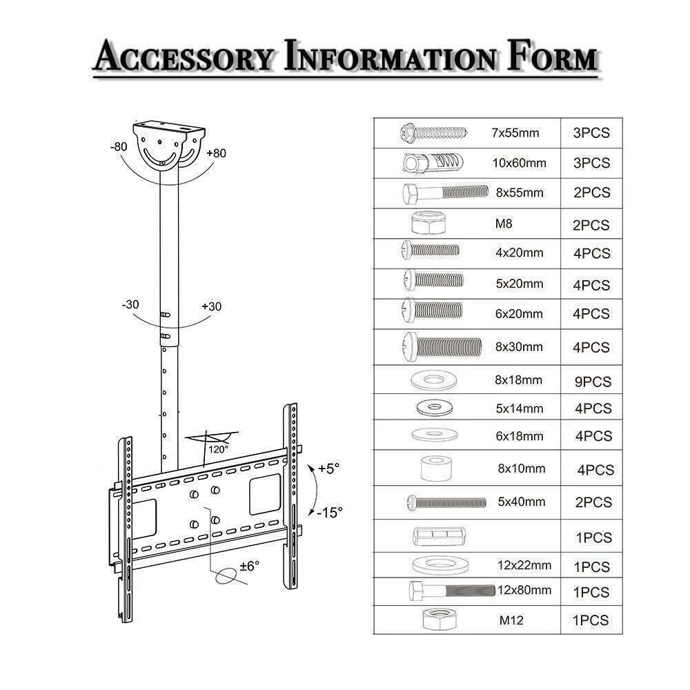 Full Motion Ceiling TV Wall Mount Bracket Y51788