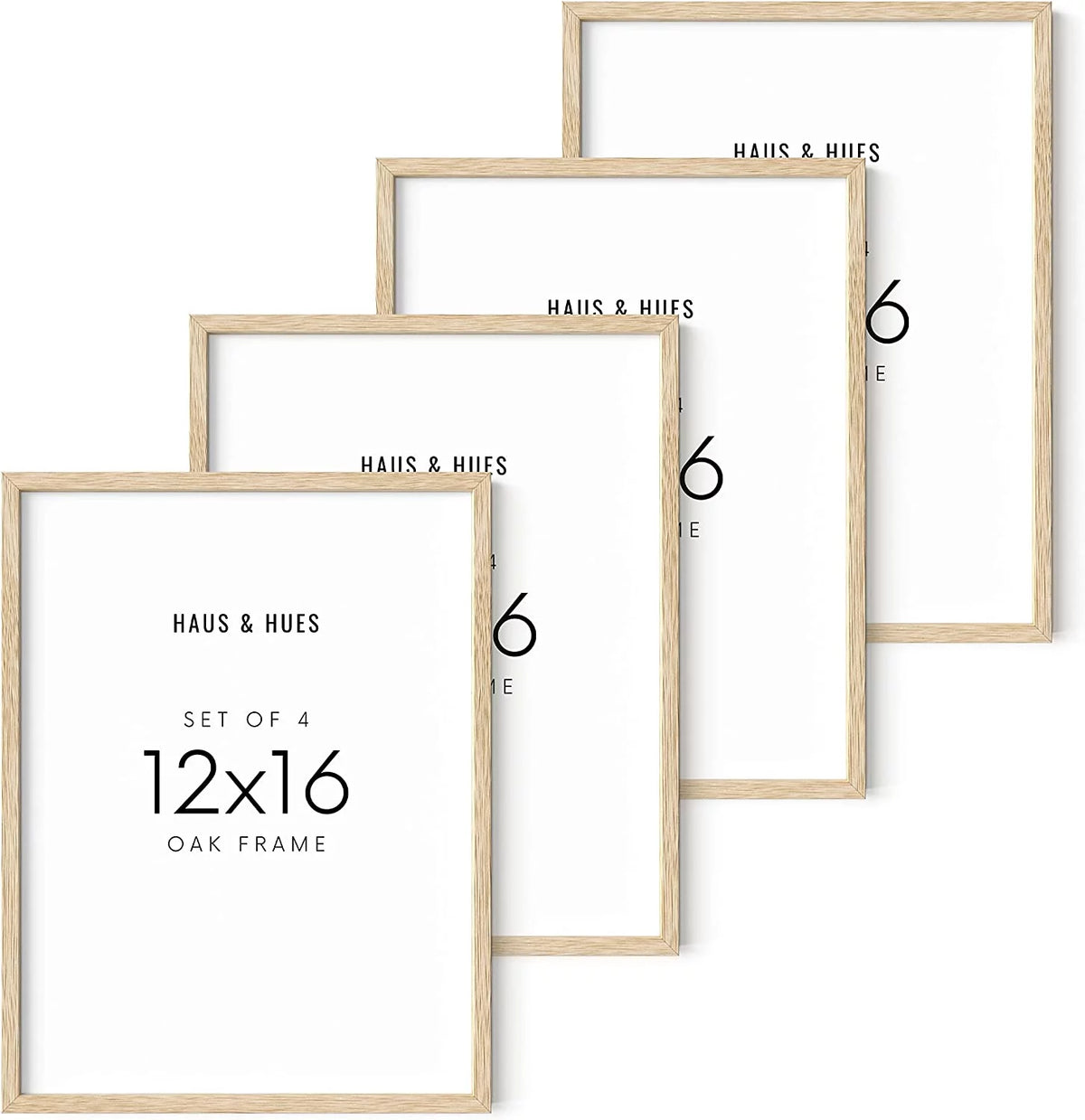 Beige Oak Wood 12x16 Picture Frame Set of 4 P771235