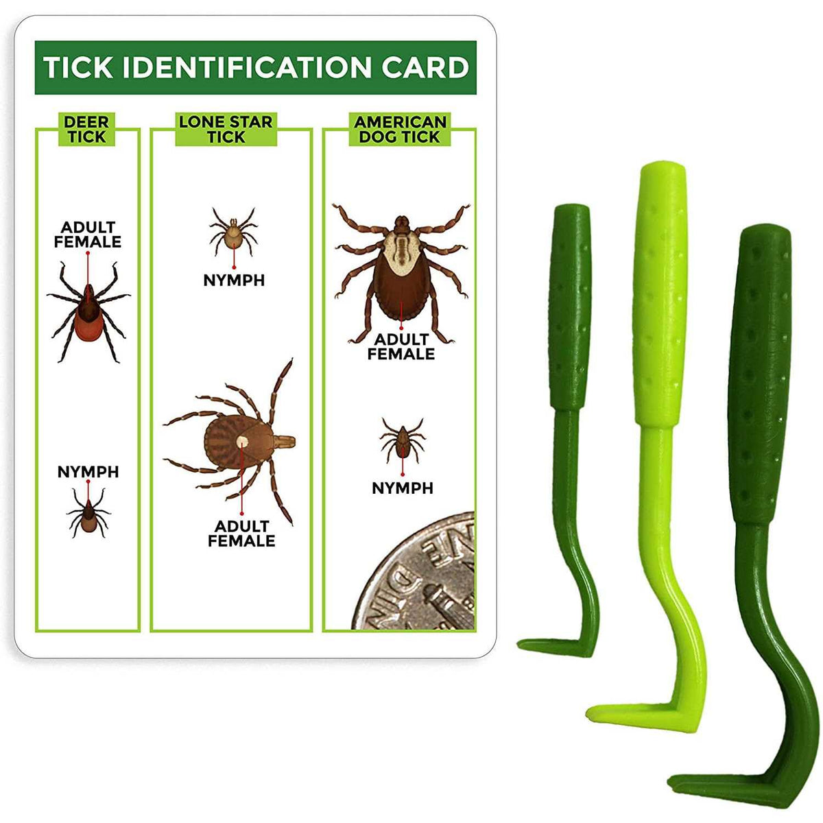 3 Pack Tick Remover Tools + Tick Identification Card G54588