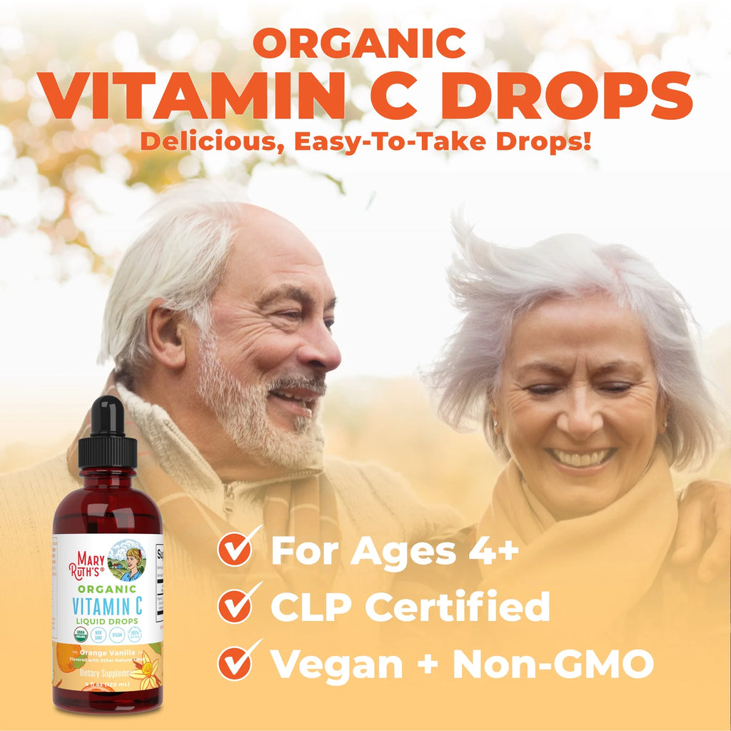 USDA Organic Vitamin C Liquid Drops Orange Vanilla Flavor Vegan Non-GMO 4 fl oz V771972