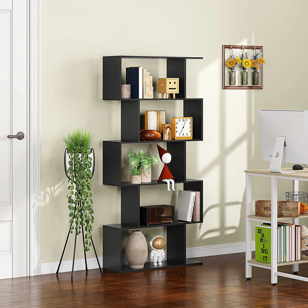 5-Tier Black Bookcase Shelving Unit W265