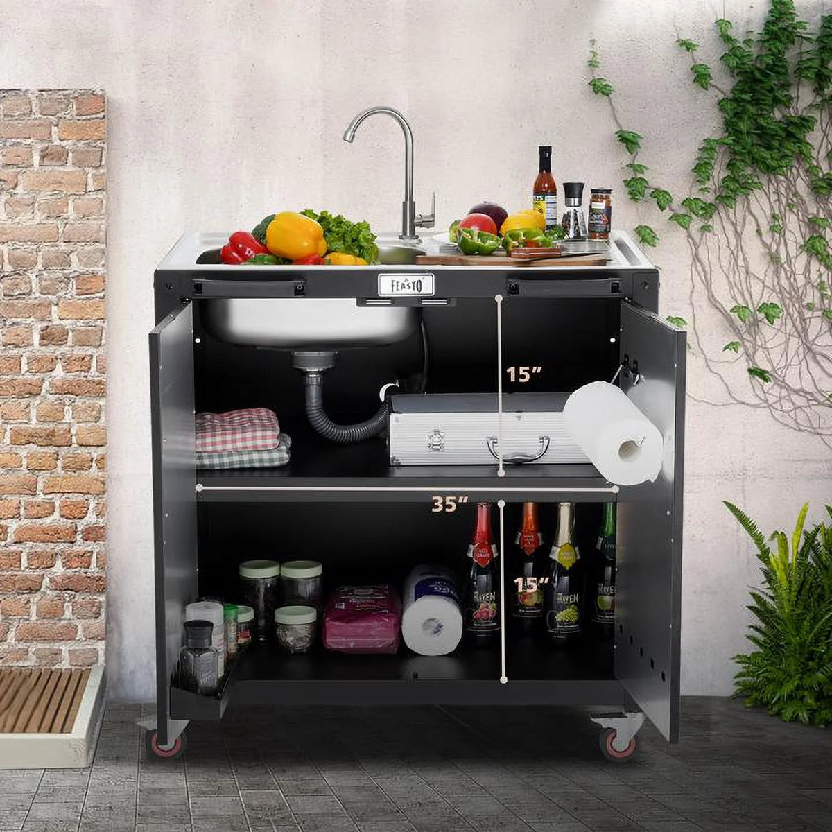 Freestanding Utility Sink with Storage Cabinet Y494324