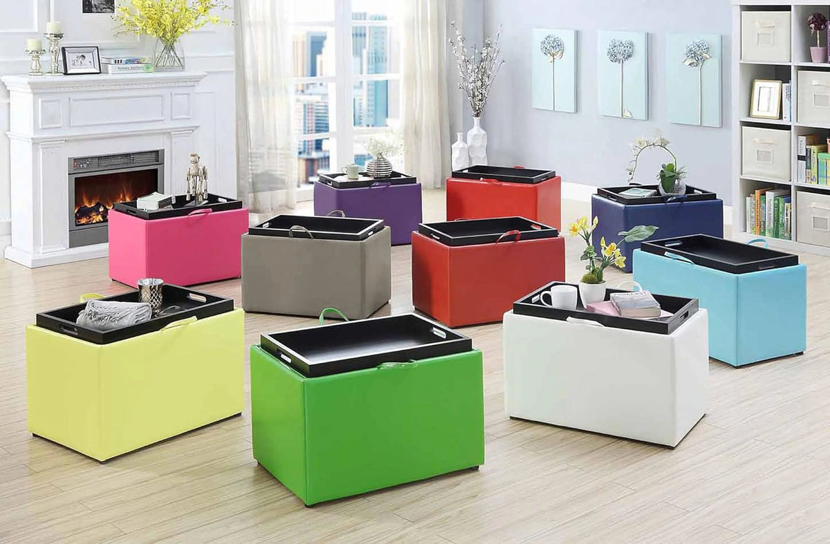 Gray Faux Leather Accent Storage Ottoman R988317