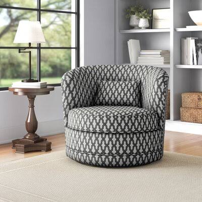 Brown/White Swivel Barrel Chair C94566