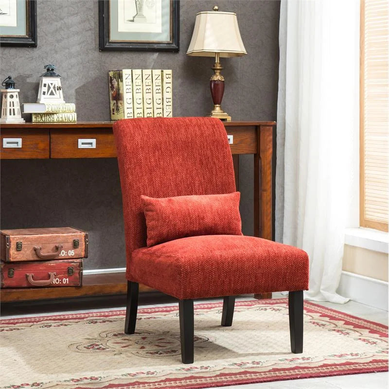 Fabric Armless Accent Chair with Kidney Pillow K59187