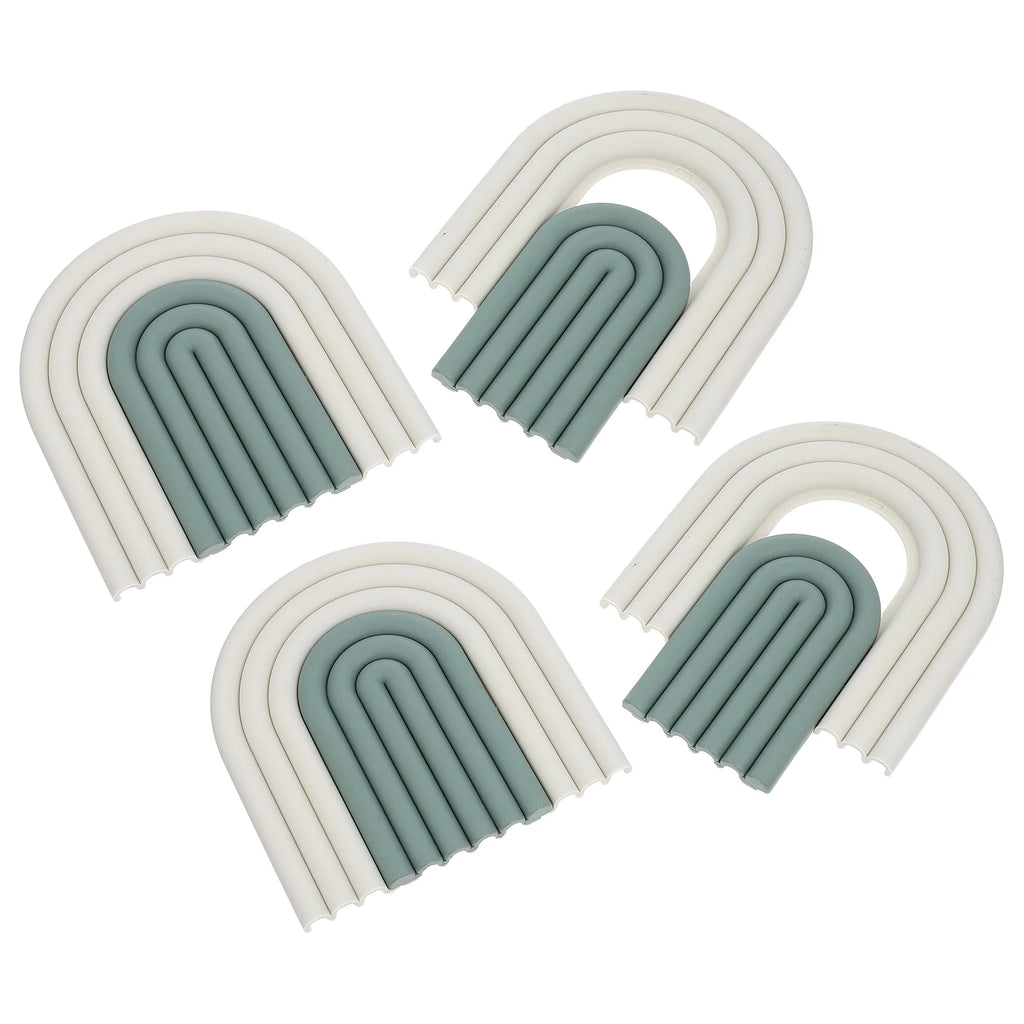 4 Pcs Anti-slip Kitchen Pot Pads Green X3990