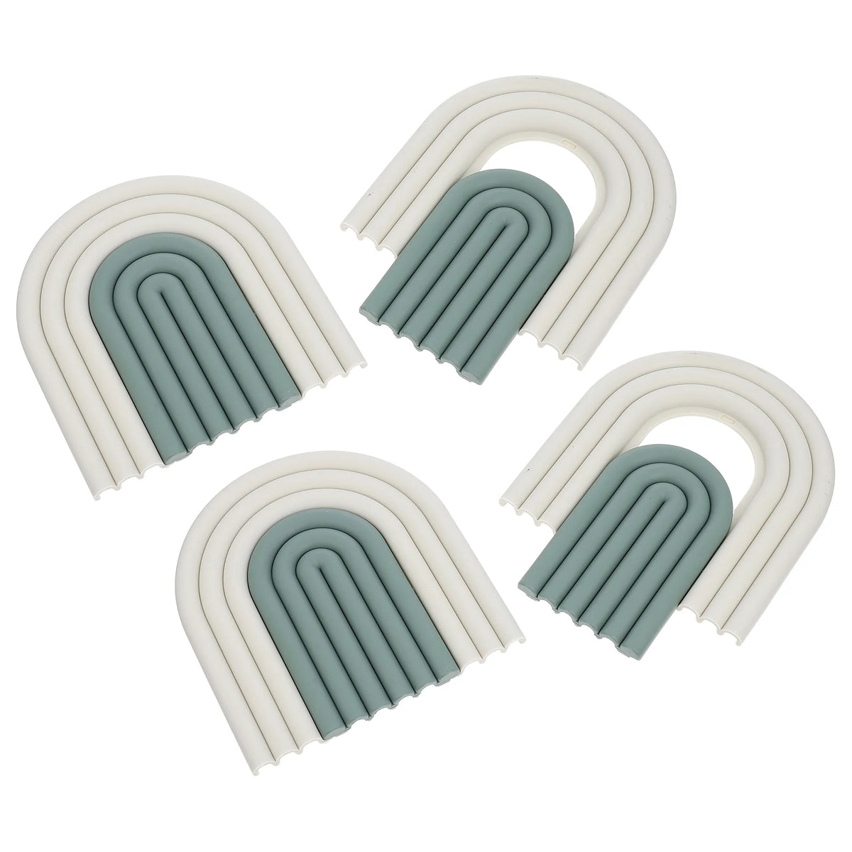 4 Pcs Anti-slip Kitchen Pot Pads Green X3990
