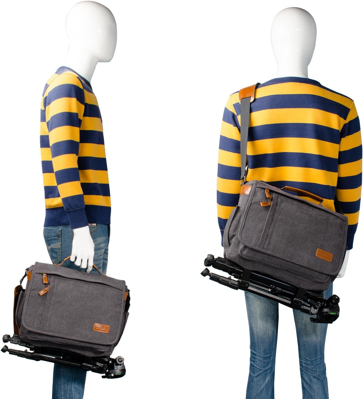Canvas Messenger Bag with Camera Insert Sleeve U345451
