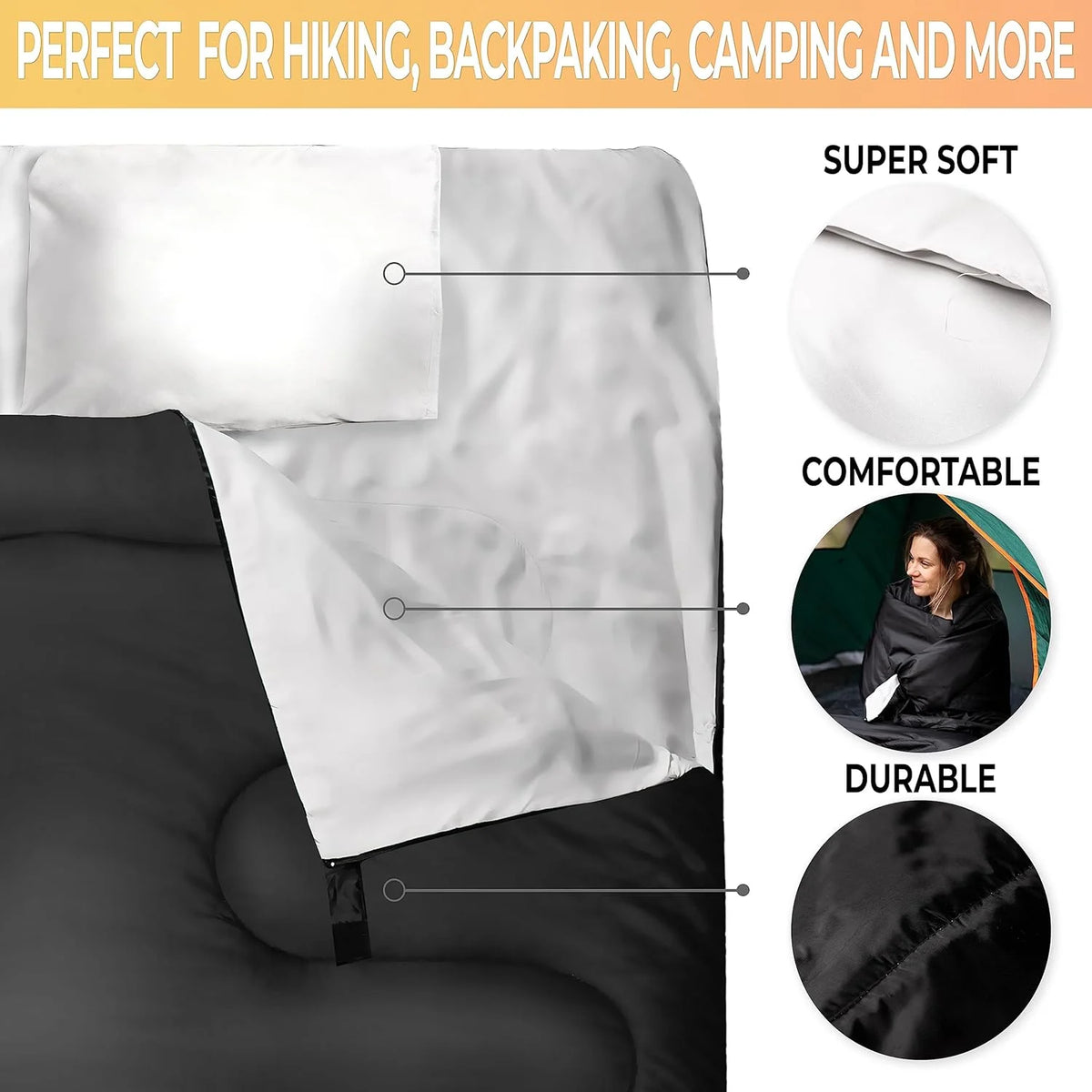2 Pack Double Camping Sleeping Bag with Pillows J380467