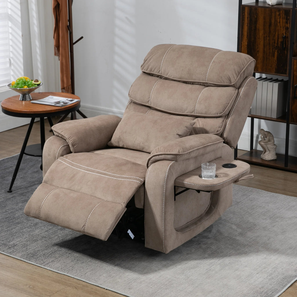 Lay Flat Recliner with Tabletop, Wireless Phone Charger, Cup Holder & Lumbar Pillow, Dual Motor Lift Chair, 400 lbs Capacity G56361