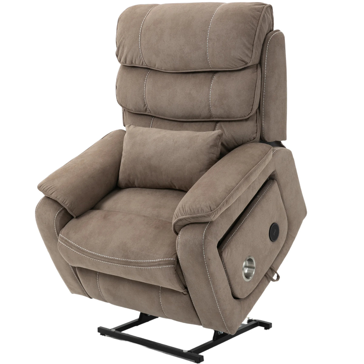 Lay Flat Recliner with Tabletop, Wireless Phone Charger, Cup Holder & Lumbar Pillow, Dual Motor Lift Chair, 400 lbs Capacity G56361