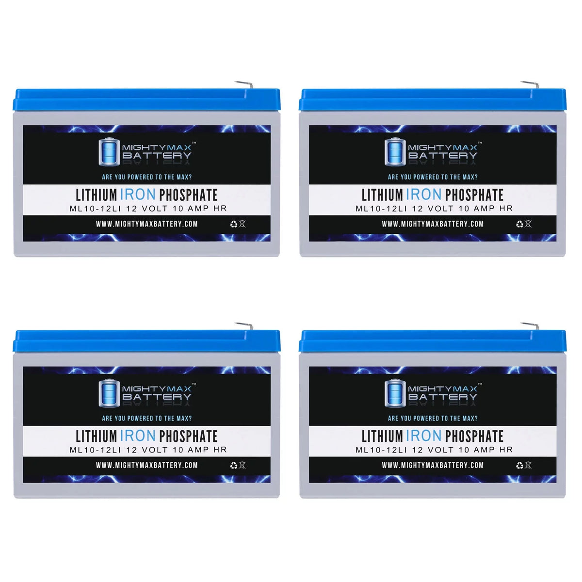 12V 10AH Lithium Replacement Battery 4 Pack F721524