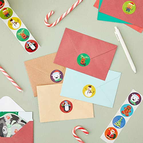 1,000-Piece Self-Adhesive Round Christmas Stickers C2206