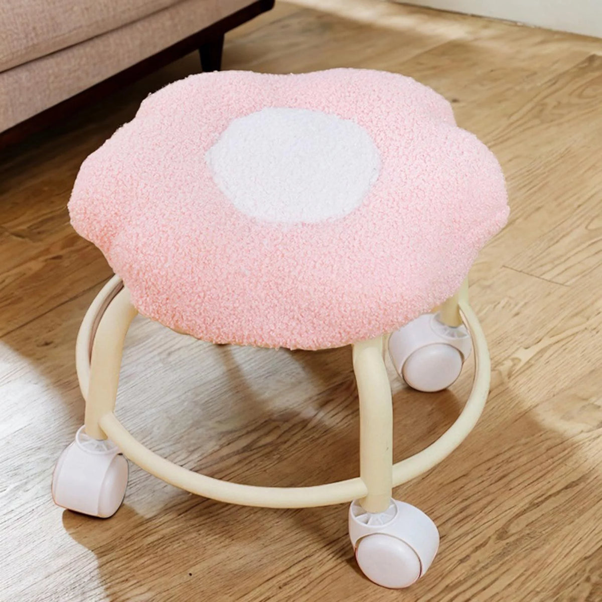 Pink Rolling Swivel Stool Z711