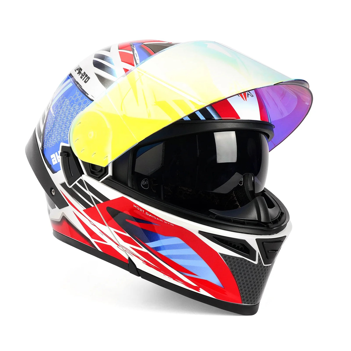 DOT Approved Full Face Motorcycle Helmet with LED Spoiler T5621