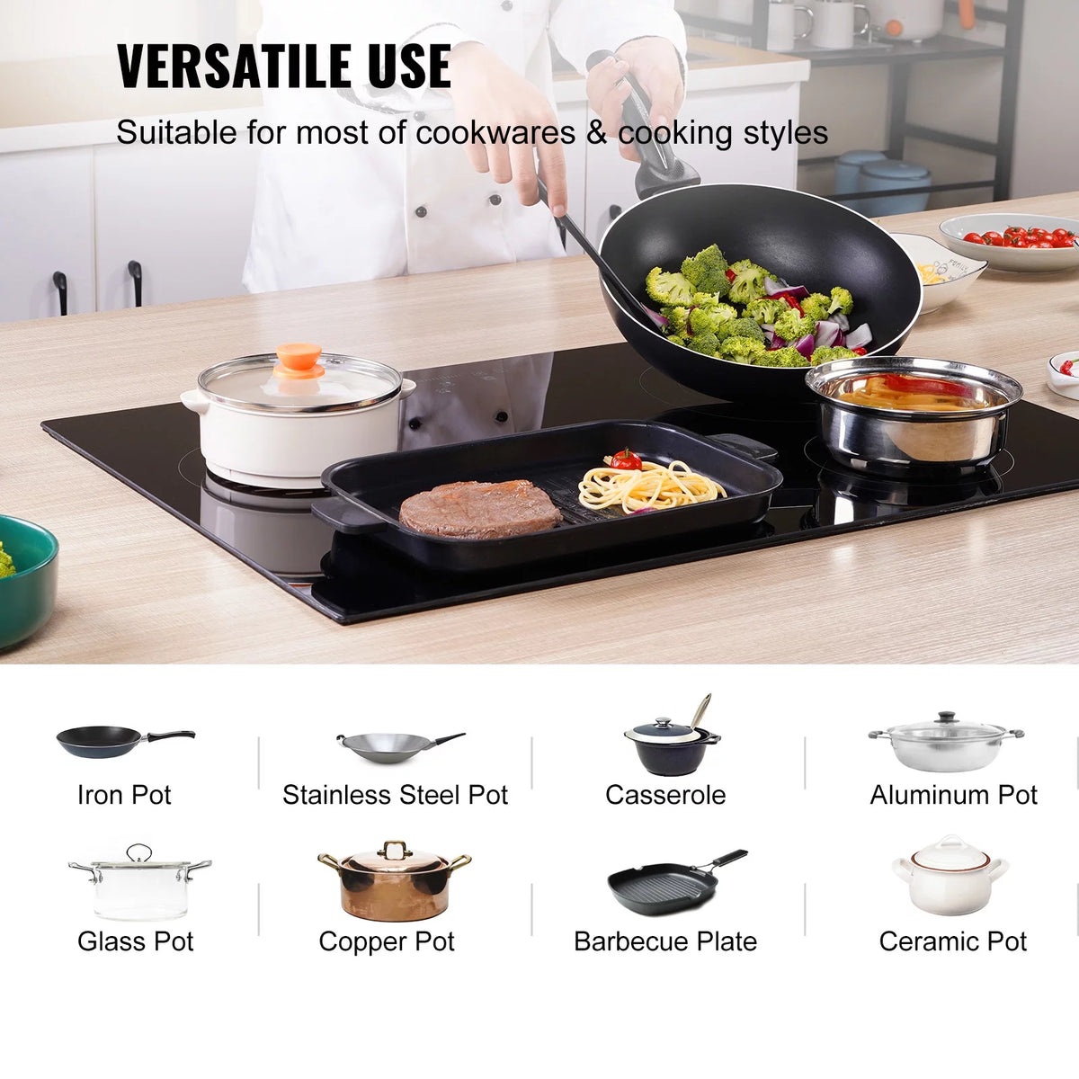 8600W Built-in Electric Ceramic Cooktop 5 Burners B929