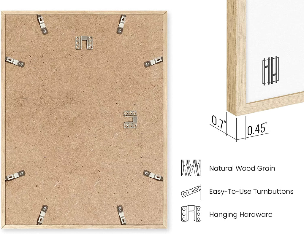 Beige Oak Wood 12x16 Picture Frame Set of 4 P771235