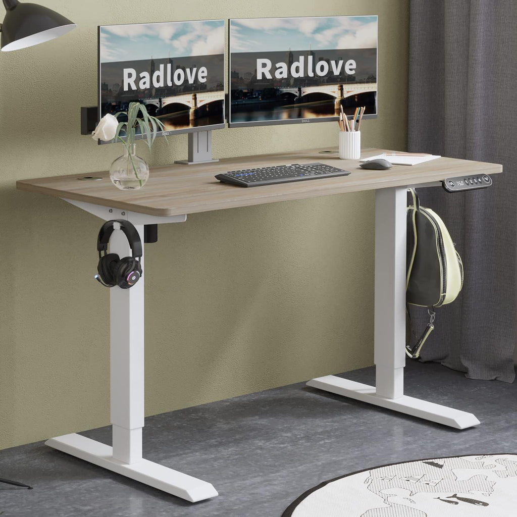 Rustic Brown Black Frame Electric Standing Desk 48 x 24 Inches B3096