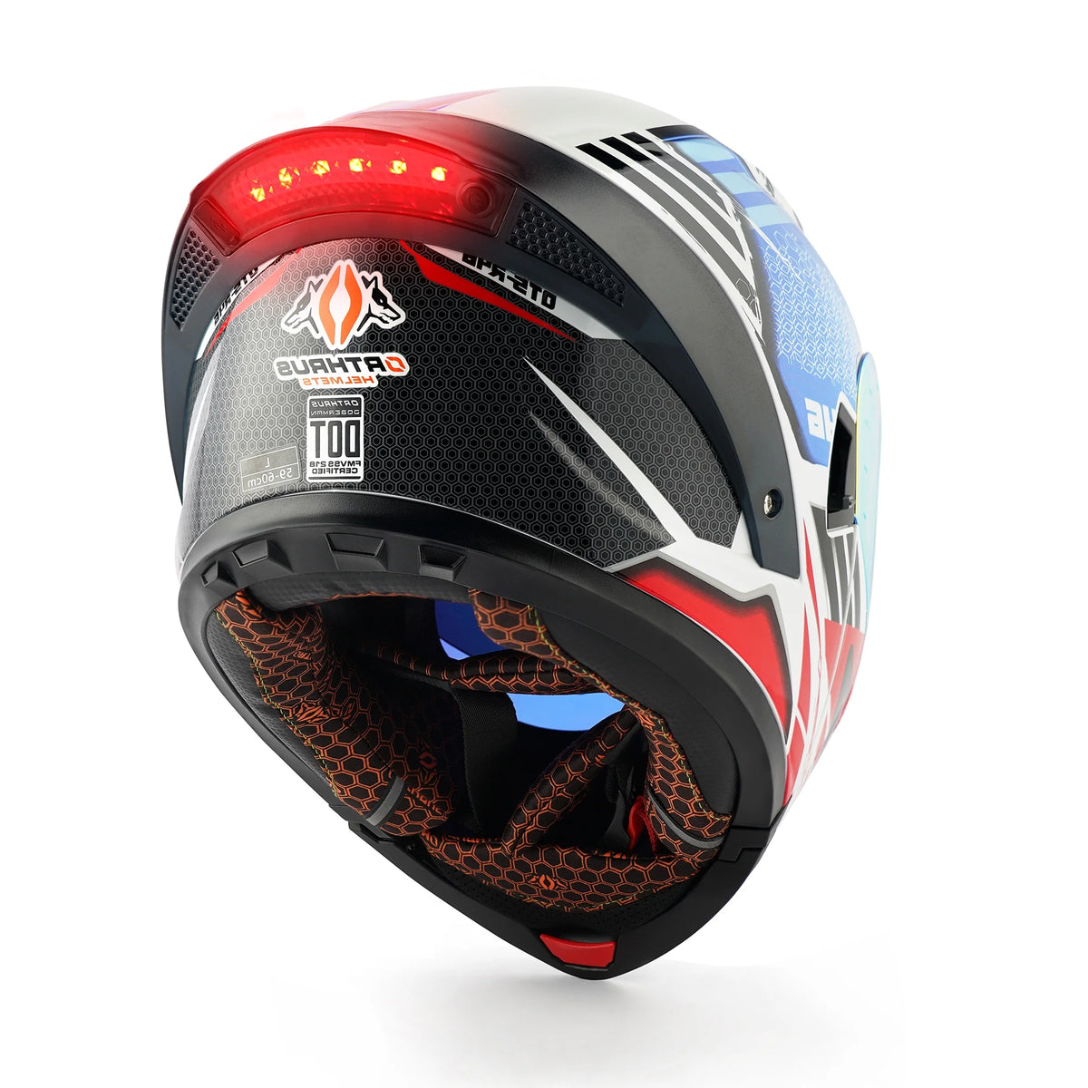 DOT Approved Full Face Motorcycle Helmet with LED Spoiler T5621