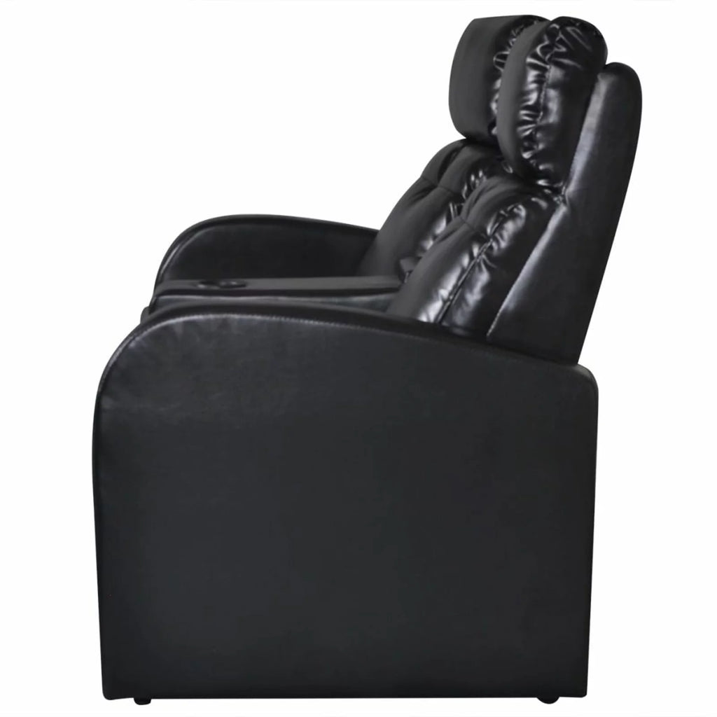 2-Seater Black Faux Leather Recliner Sofa W23747