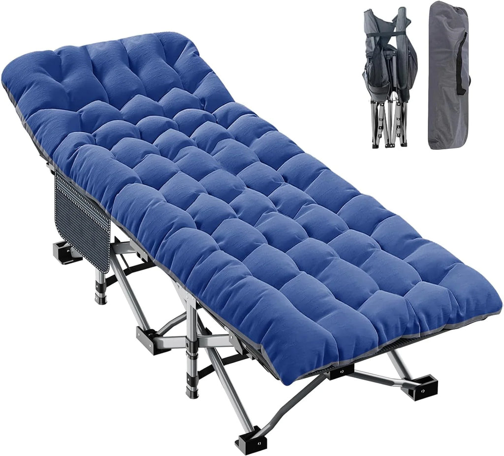 2 Pack Folding Camping Cot with Mattress and Carry Bag D850016