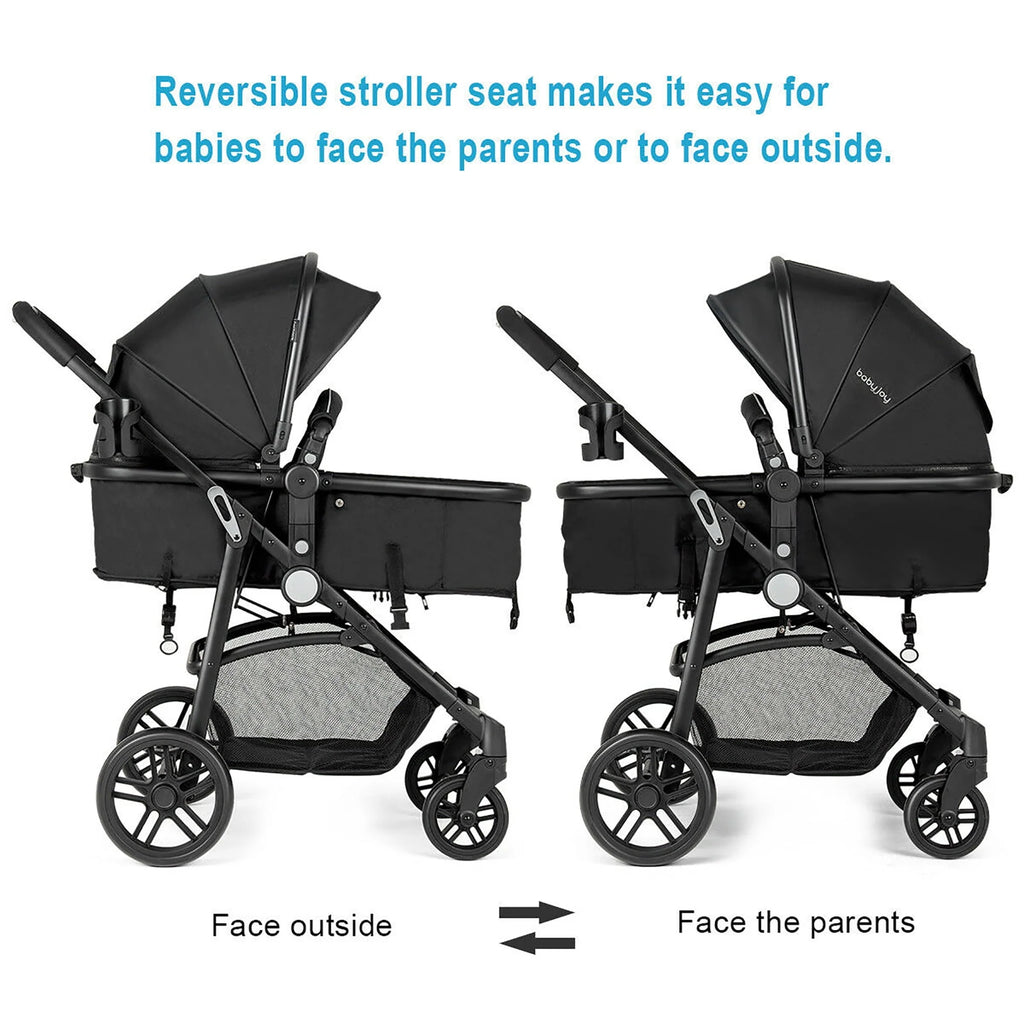 2 In 1 Foldable Baby Stroller Black V6655