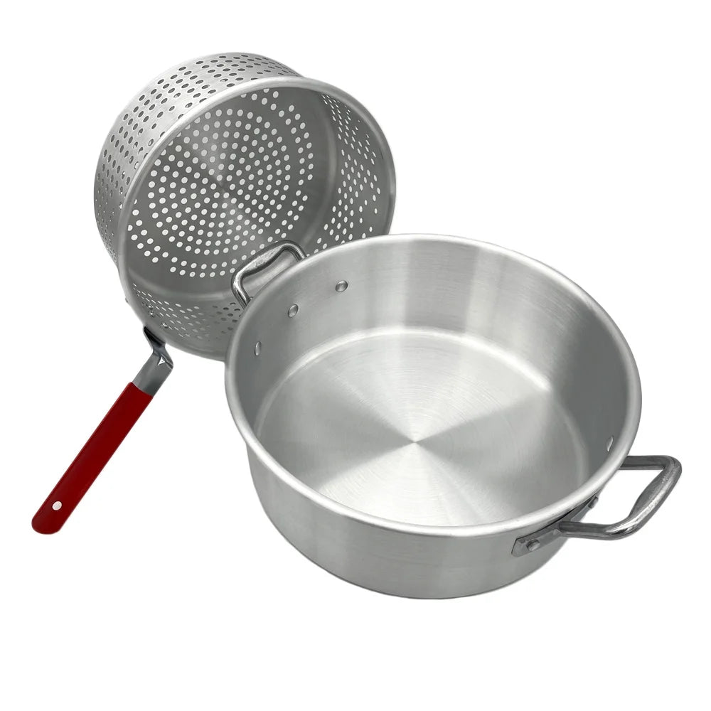 10.5 Qt. Aluminum Fryer Pot with Strainer Basket and Lid G929
