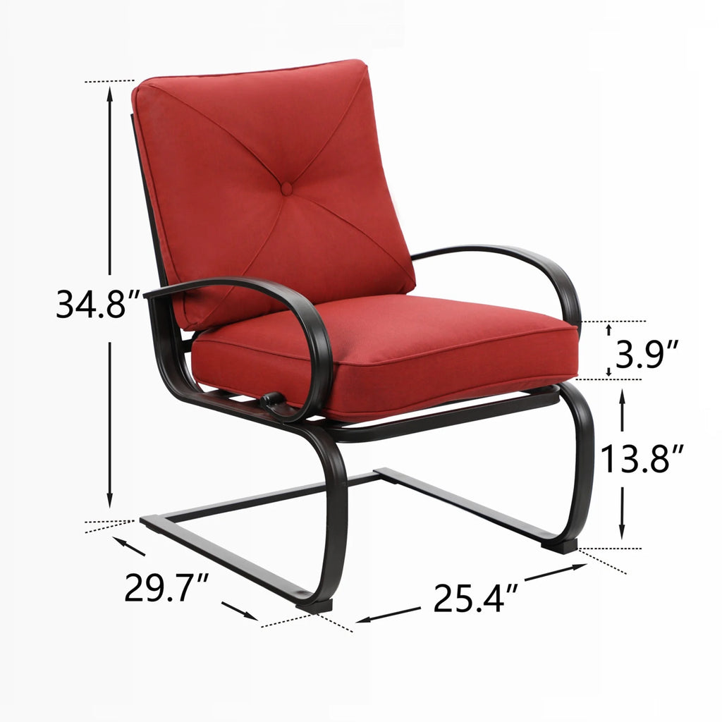 Set of 2 Outdoor Dining Chairs with Cushions, Black&Red E491