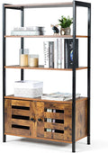 Rustic Brown 3 Shelf Bookshelf with 2 Doors F288144