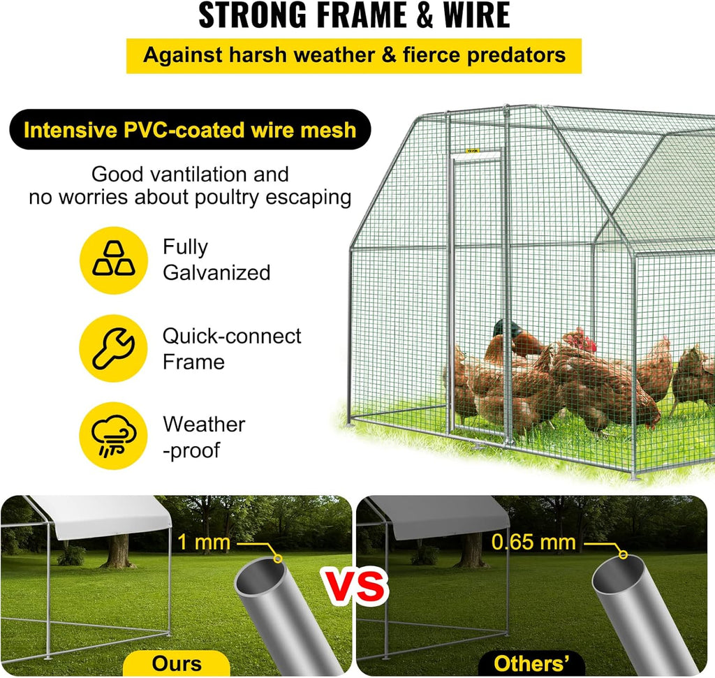 Large Metal Chicken Coop with Run, 12.8x9.8x6.5ft Z30327