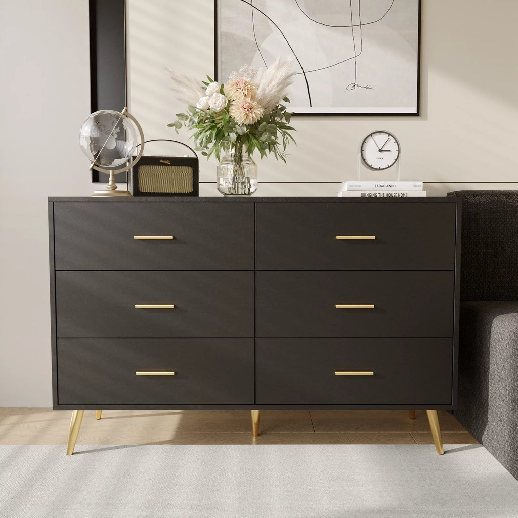 White 6 Drawer Wood Dresser J673