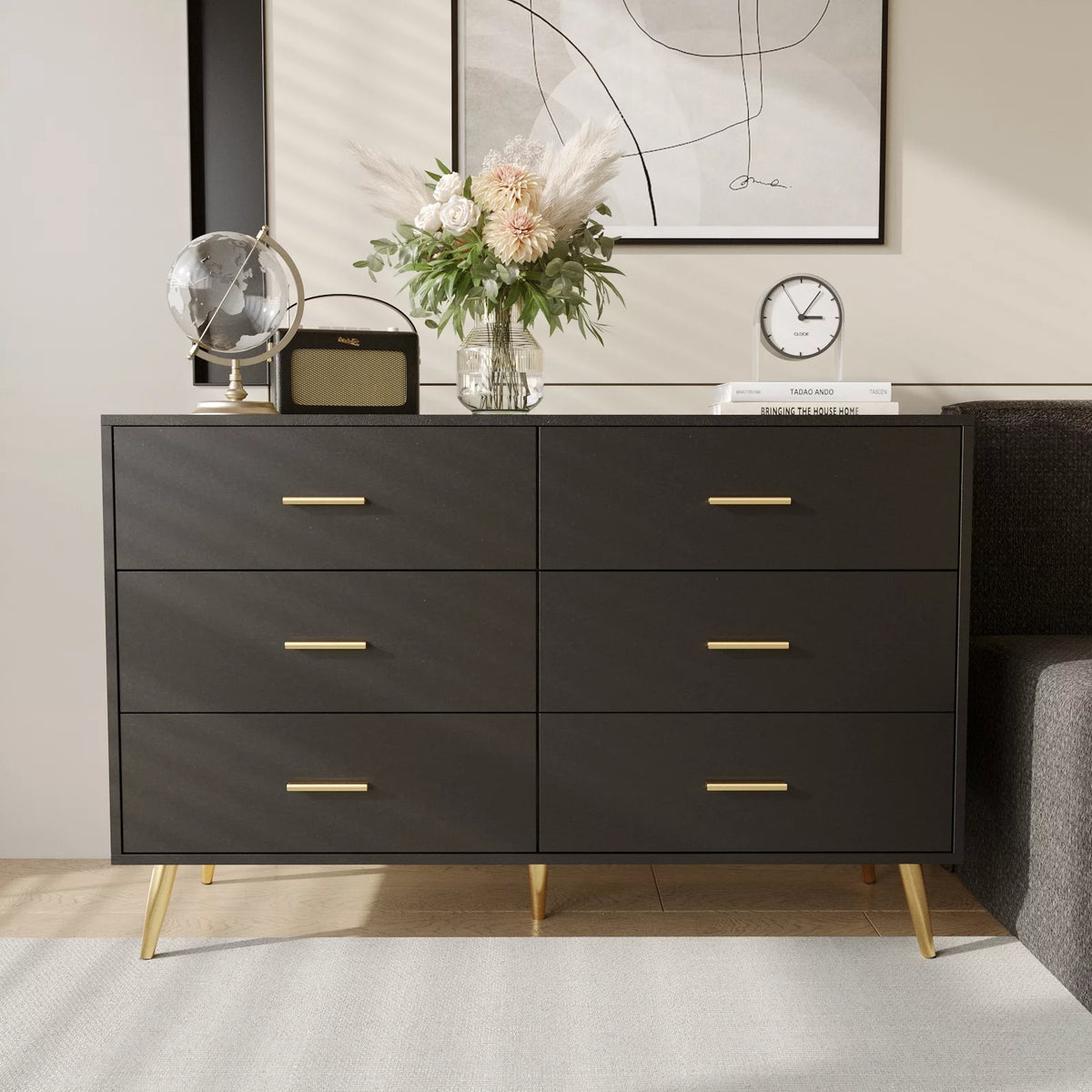White 6 Drawer Wood Dresser J673
