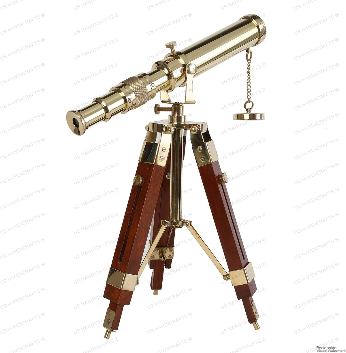 Vintage Brass Telescope on Tripod Stand B982
