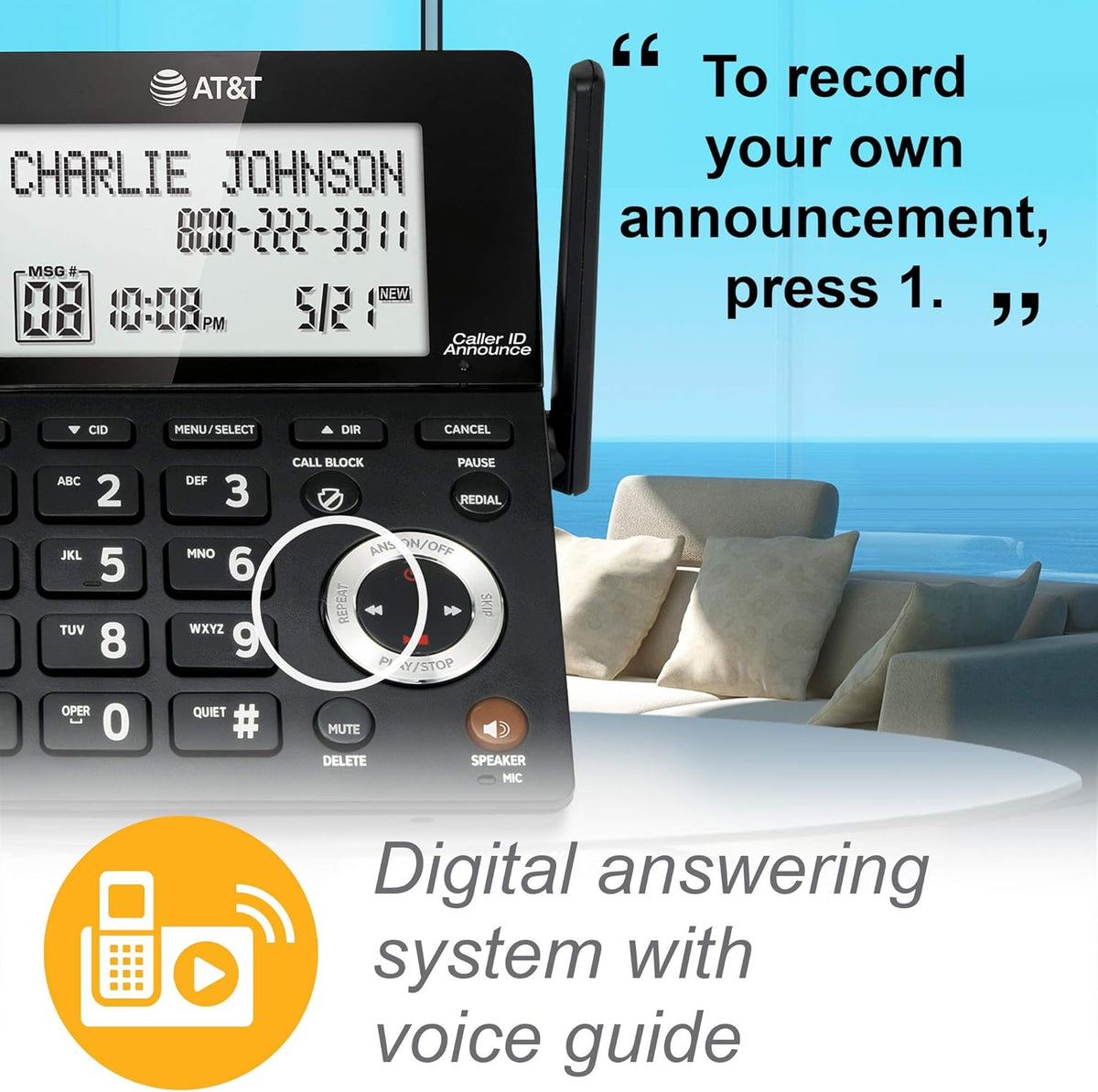 Black/Silver DECT 6.0 Corded/Cordless Phone with 1 Handset H2002