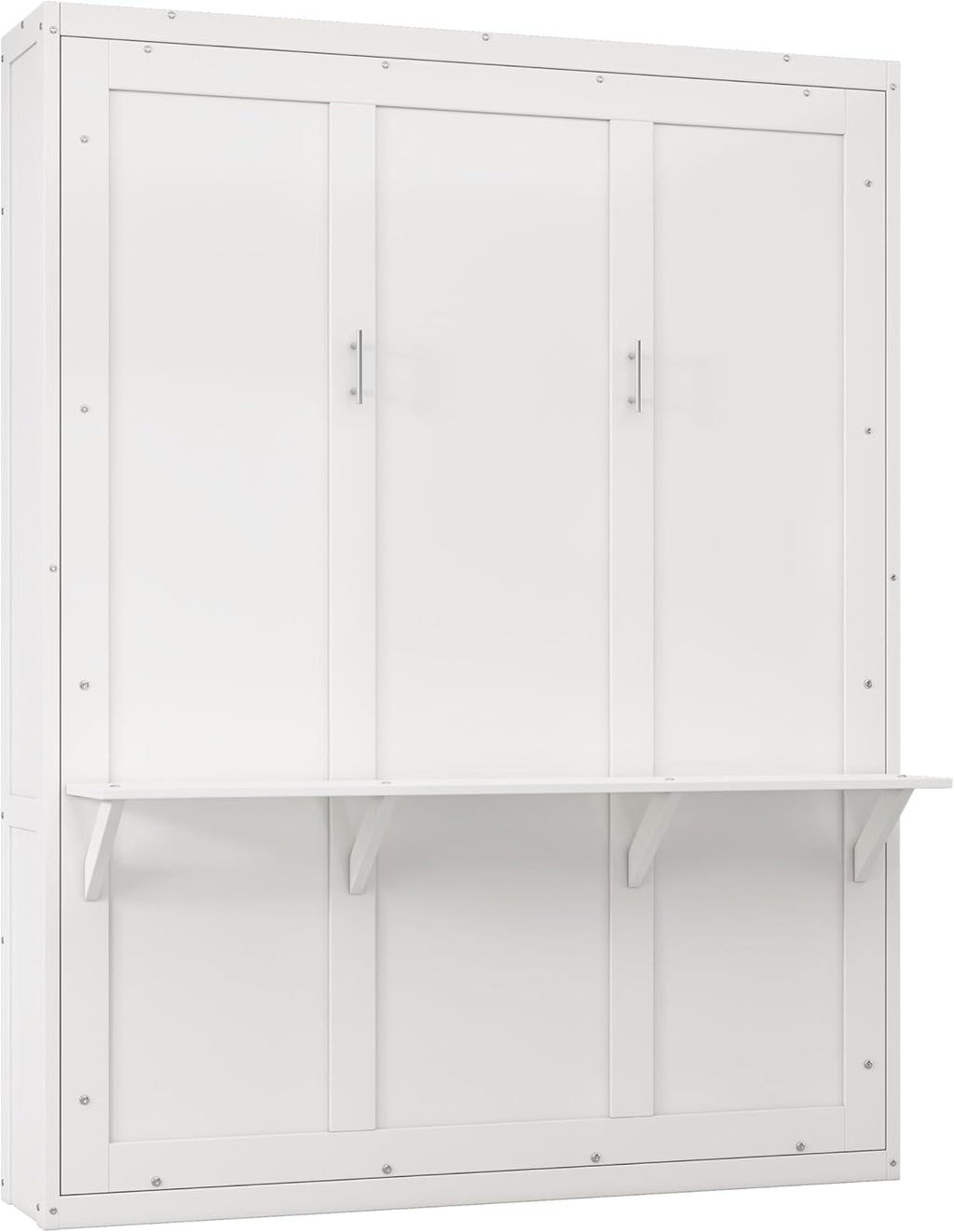 White Queen Size Murphy Bed with Desk P21755