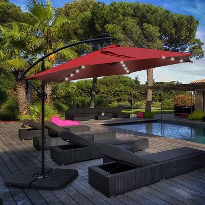 9x22 Lighted Cantilever Umbrella Red T688