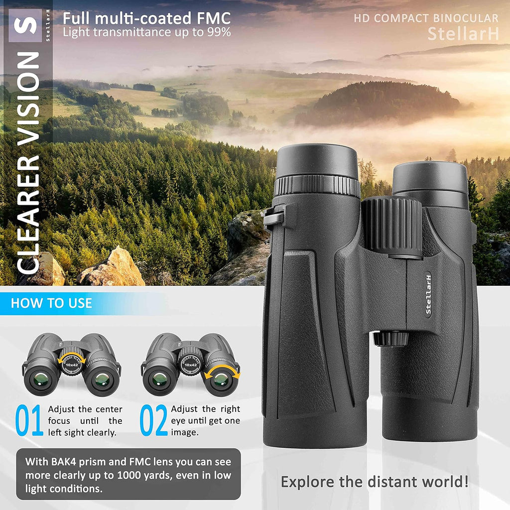 10x42 Waterproof Binoculars with Tripod and Smartphone Adapter G6203