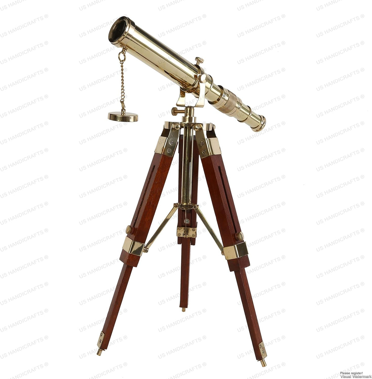 Vintage Brass Telescope on Tripod Stand B982