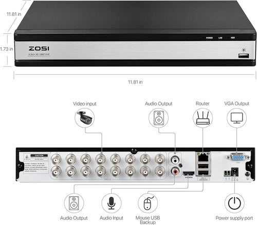 16 Channel 4TB DVR Security Camera System G9649