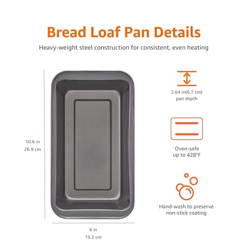 Rectangular Bread Loaf Pan, 9.5 x 5 Inch, Set of 2, Gray H7963