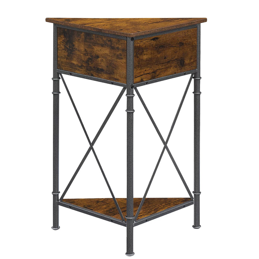 Brown Corner Storage Cabinet with Flip Drawer and Shelf C78332