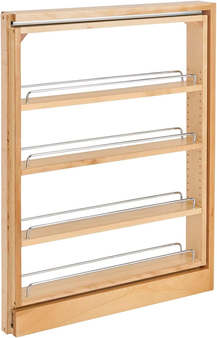 3 Wood Base Cabinet Pullout Filler Organizer with Adjustable Shelves W54387