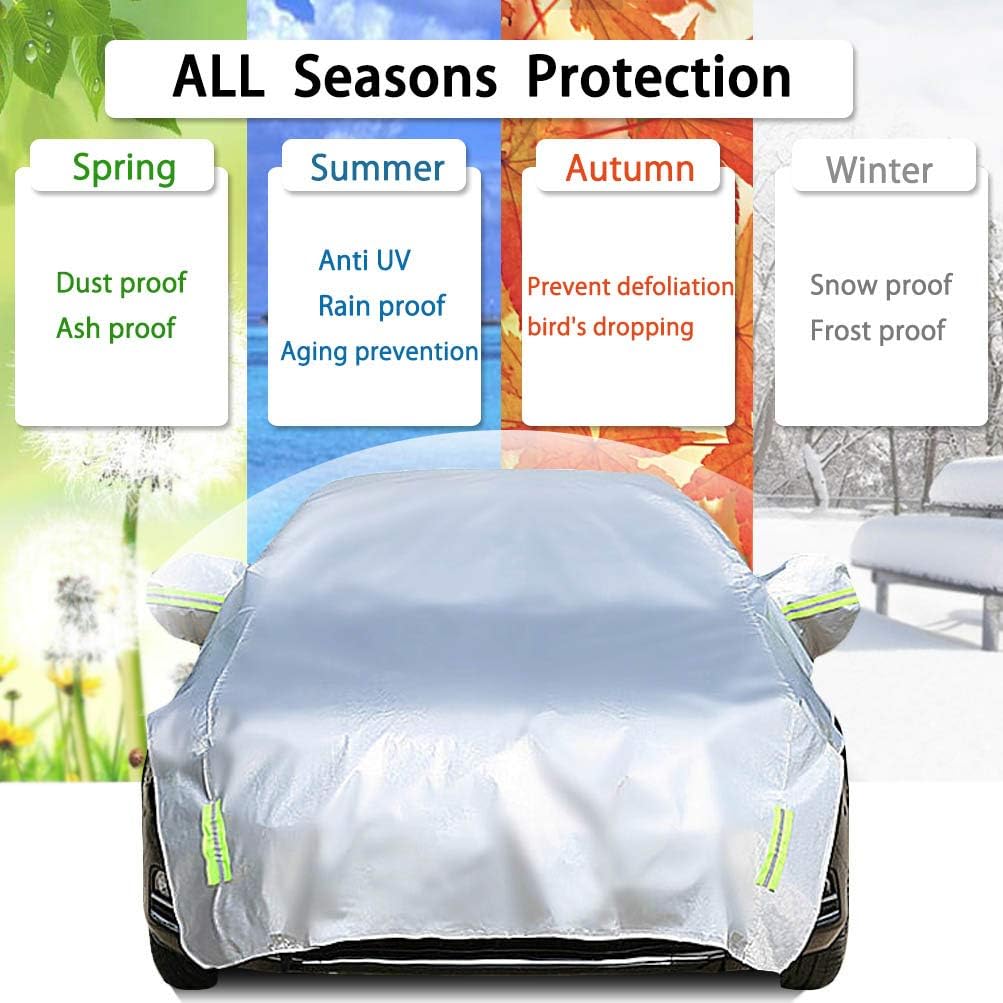 Half Car Cover Waterproof 210D Oxford Fabric Fit Sedan Length 176'' to 193'' E9914