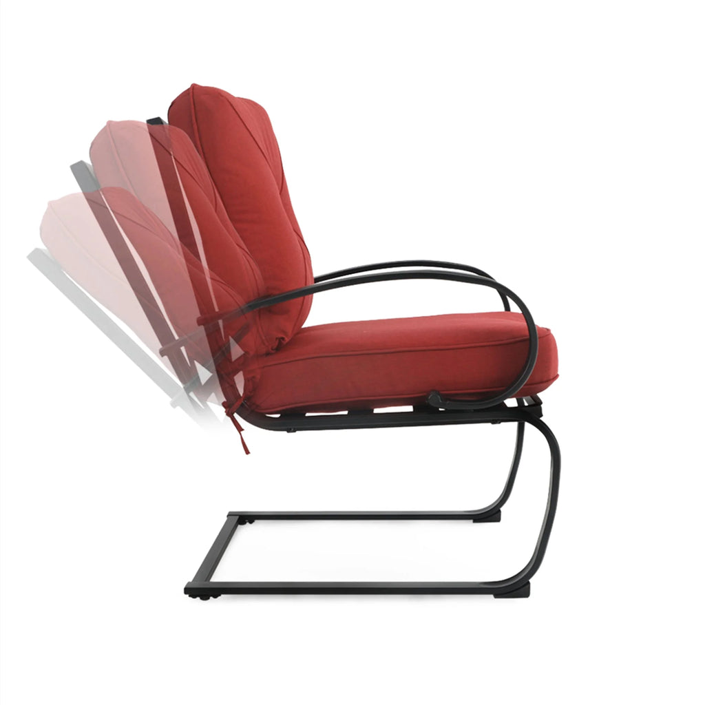 Set of 2 Outdoor Dining Chairs with Cushions, Black&Red E491