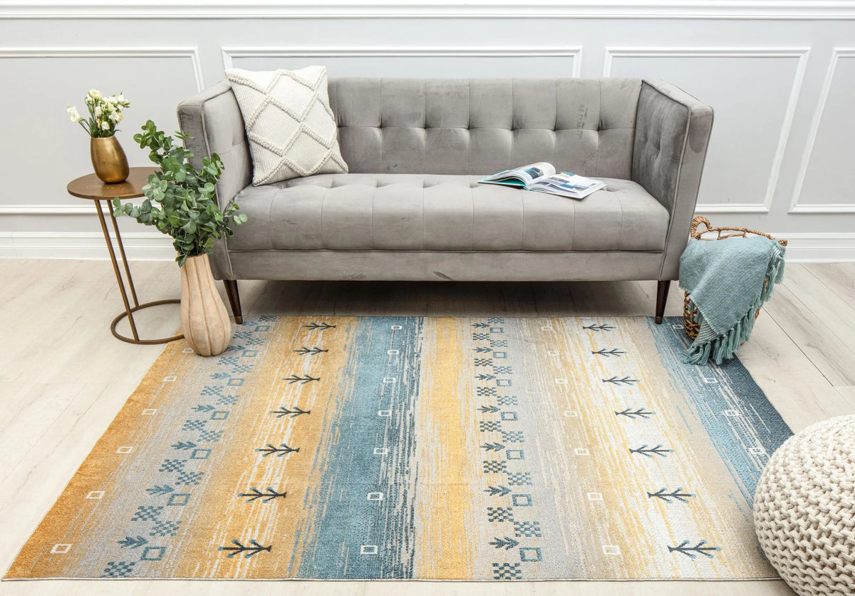 Yellow Tribal Bohemian Area Rug 2'6" x 4' A106