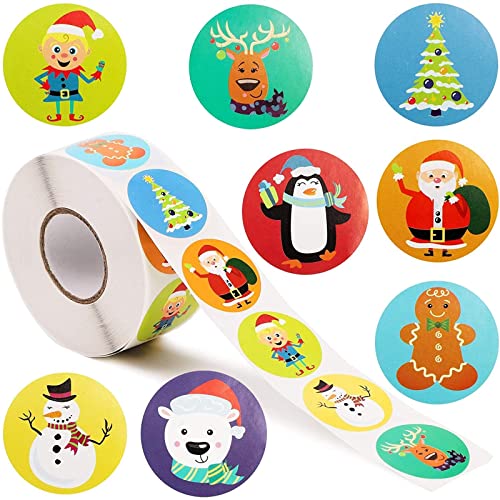1,000-Piece Self-Adhesive Round Christmas Stickers C2206