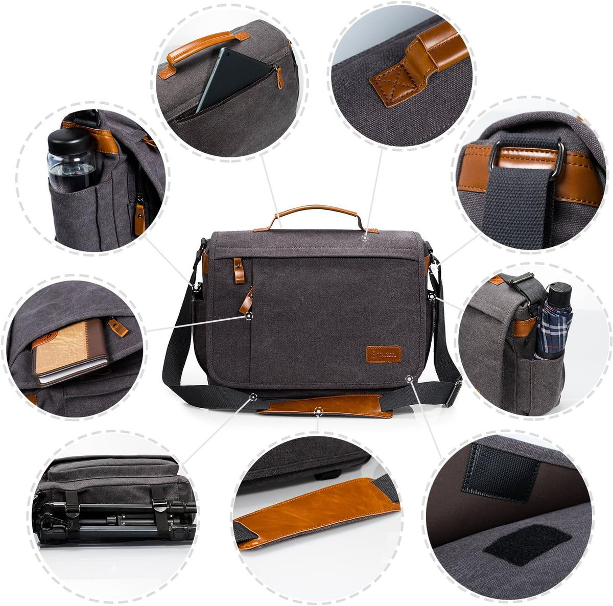 Canvas Messenger Bag with Camera Insert Sleeve U345451