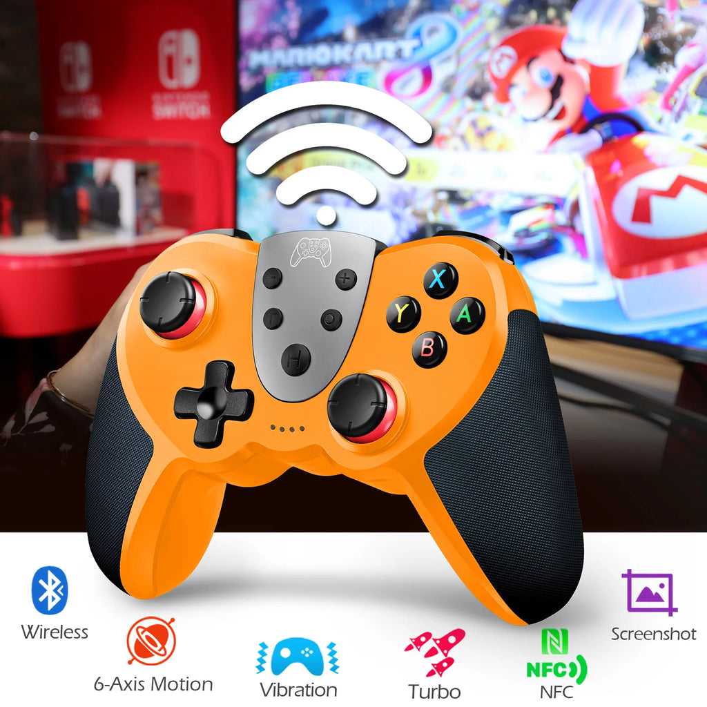 Wireless Controller with 4 Vibration Levels, Adjustable Turbo Speed, NFC Technology (Orange) J522523