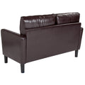 Brown Leather Straight Arm Loveseat S6862